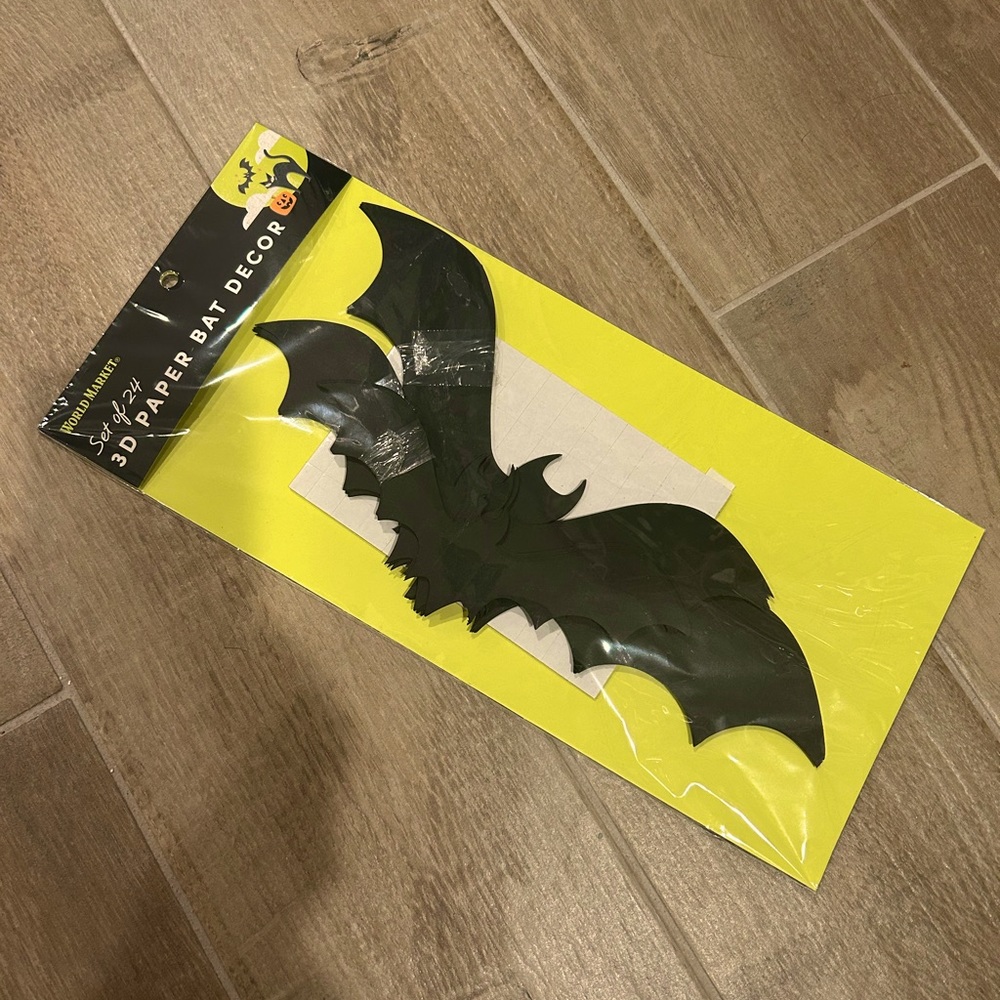 Spooky Halloween Peel and Stick Bats Wall Hanging Decor 24 Assortment Black